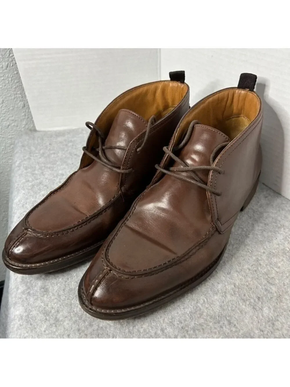 Allen Edmonds Mens Rainier Bulcher Ankle Boot Brown Sheepskin Tie Up Sz 8M US